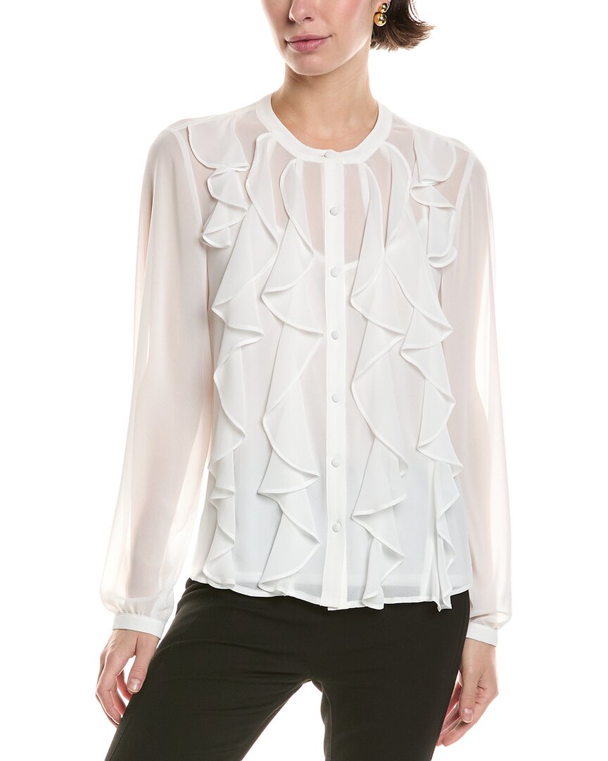 Anne Klein Ruffle Front Chiffon Blouse