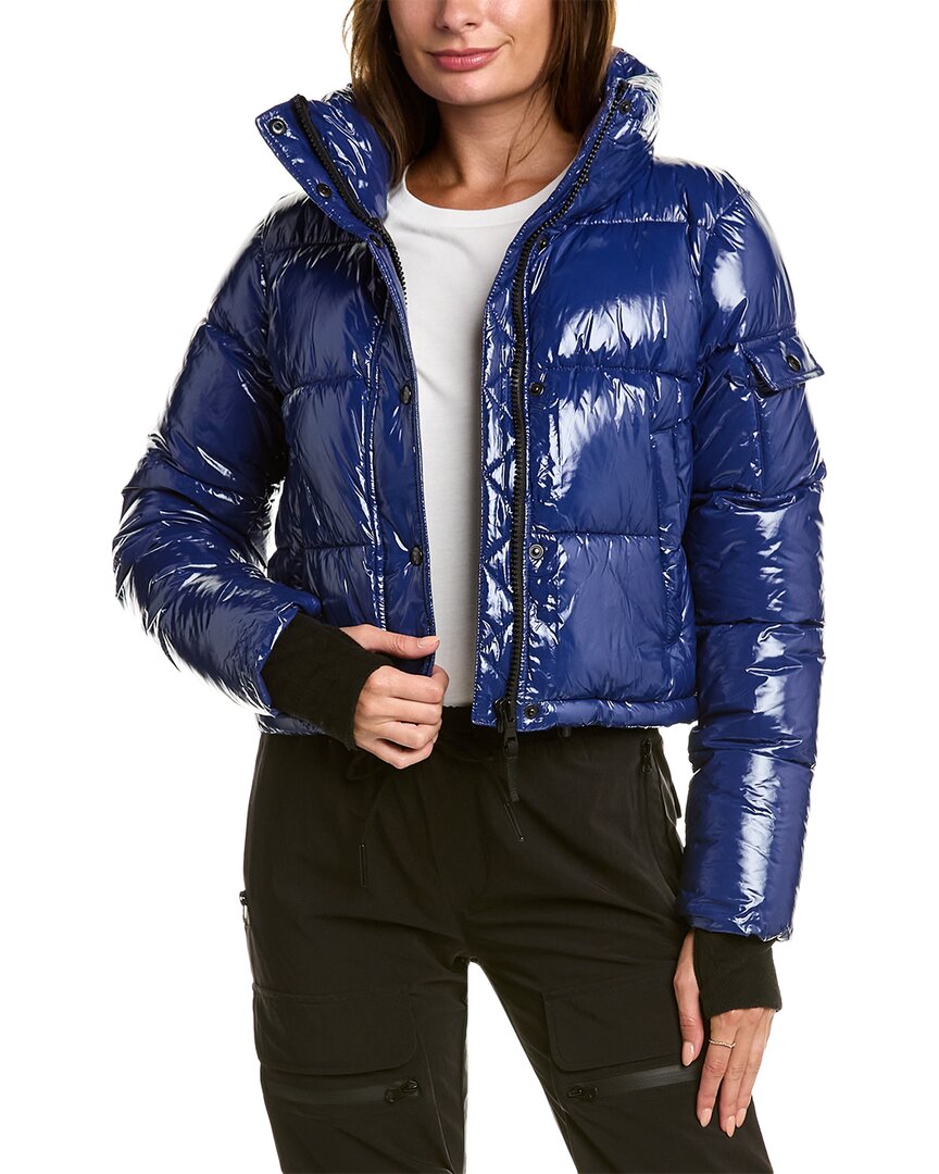 Shop S13 Icon Cropped Puffer Jacket In Blue