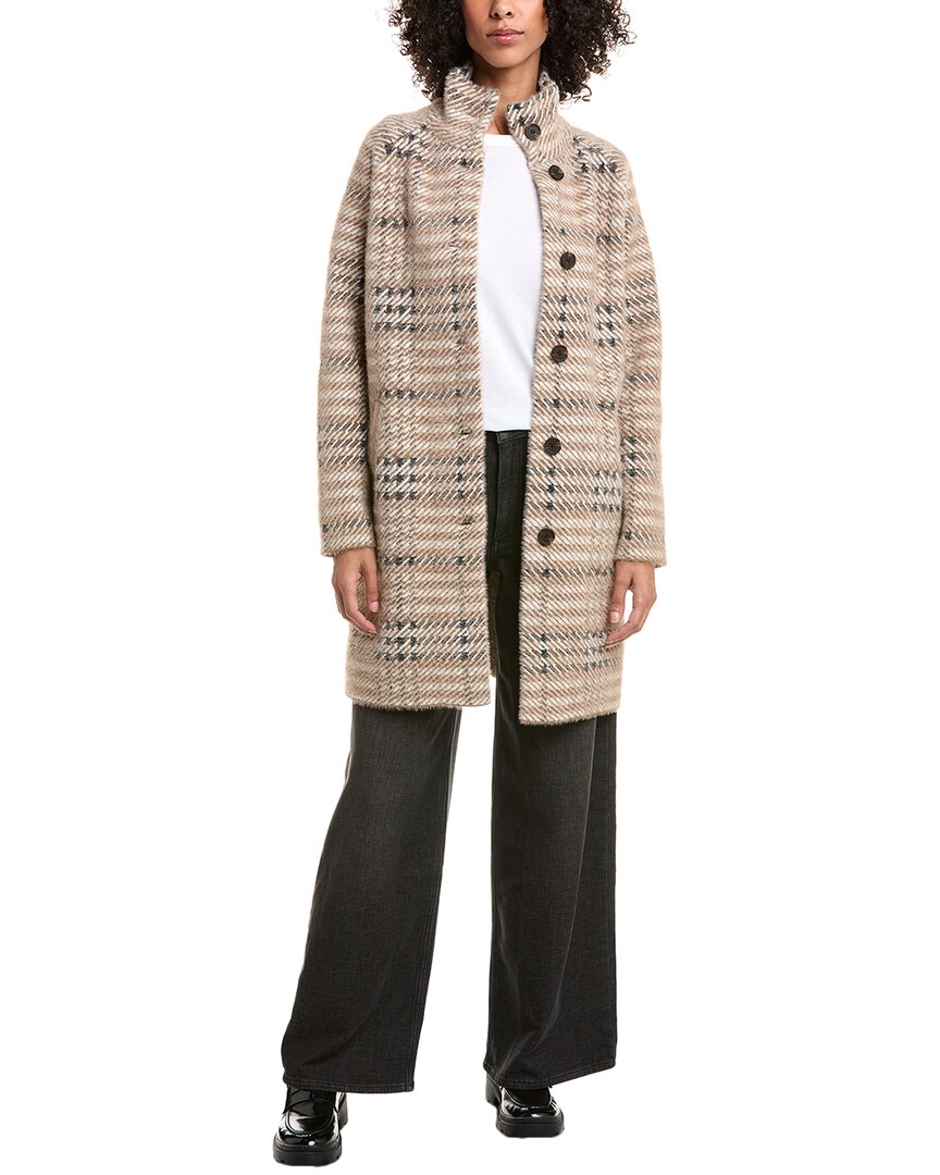 Nvlt Chevron Print Eyelash Coat In Neutral