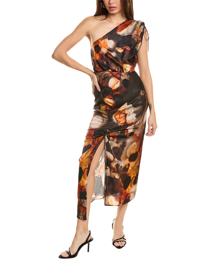 Allsaints Laura Mars Silk-blend Maxi Dress In Brown