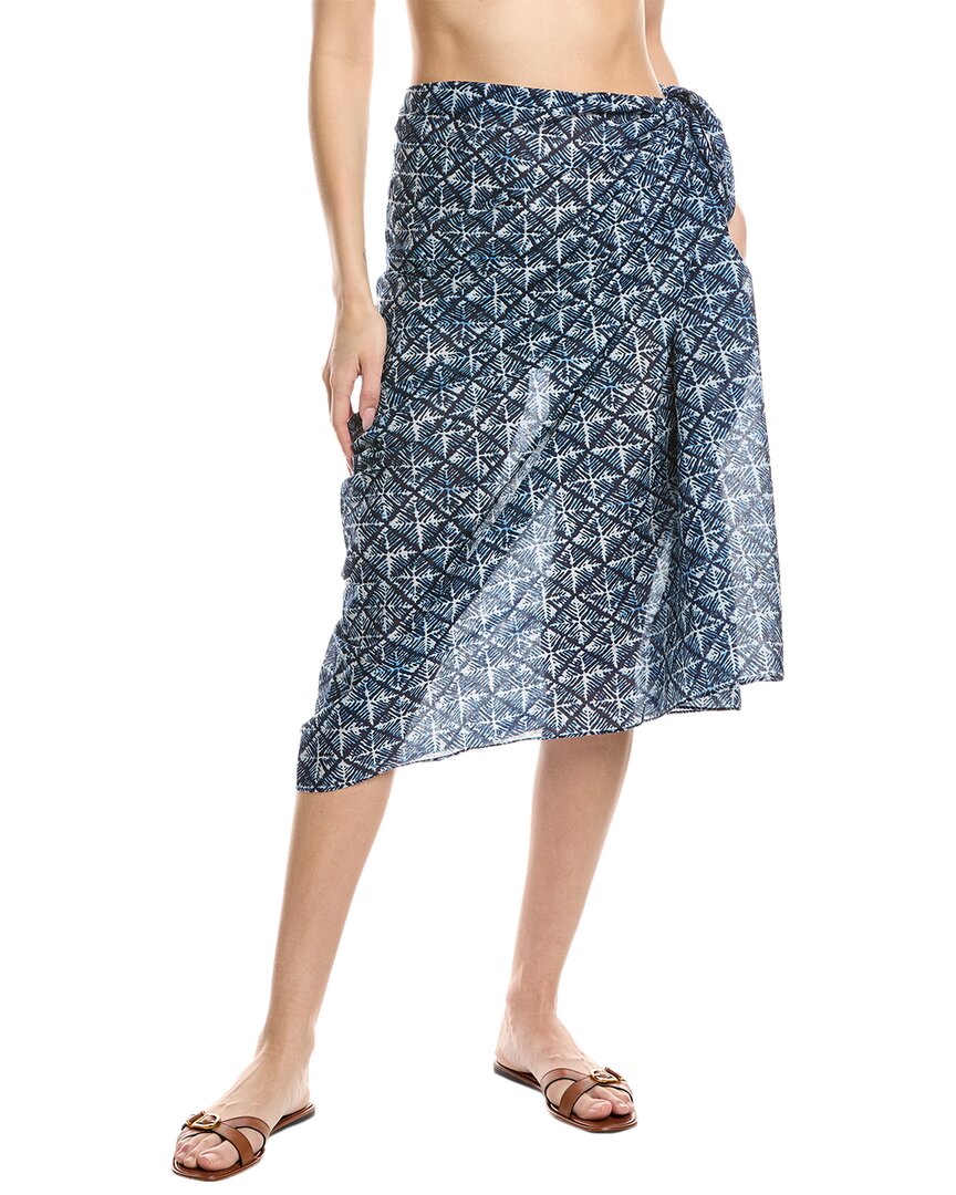 Echo Block Print Pareo Wrap In-a-bag In Blue