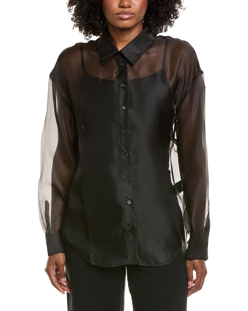 Bardot Luana Oversized Organza Shirt In Black