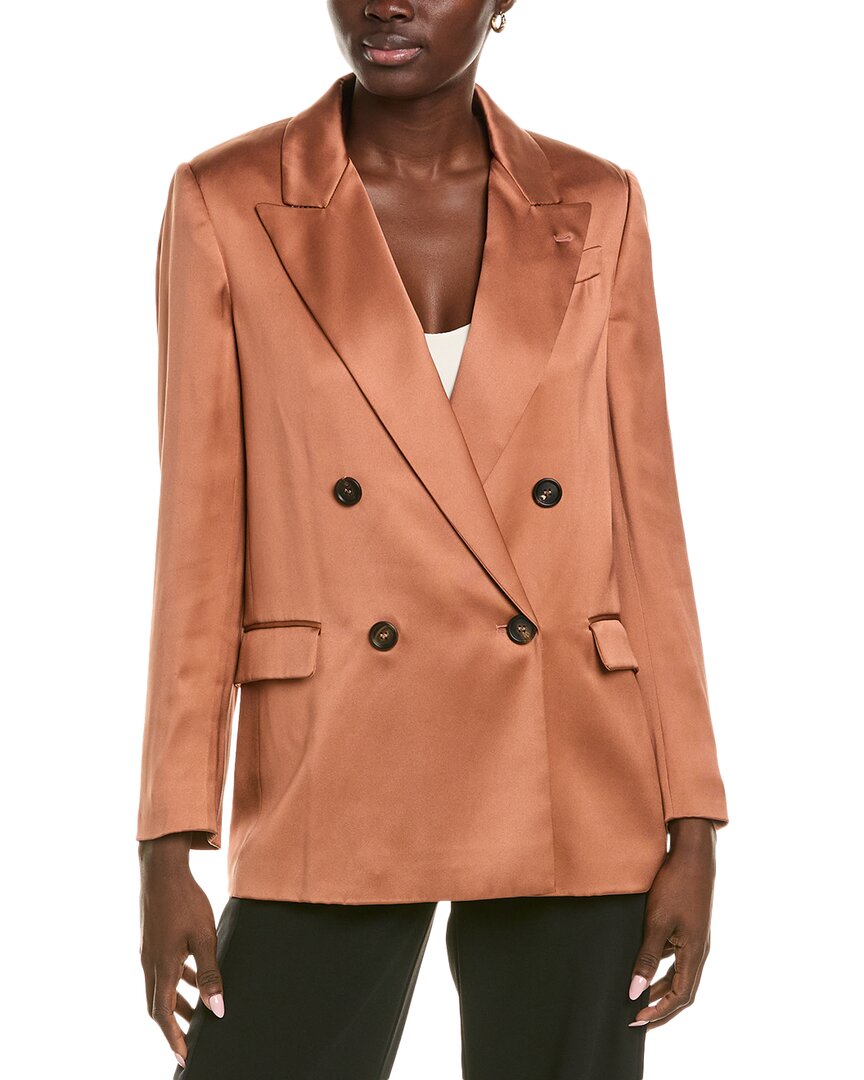 Brunello Cucinelli Woman Blazer Salmon Pink Size 4 Viscose, Linen, Brass