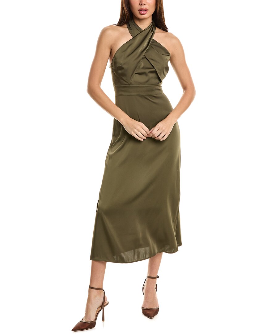 green emerald velvet dress Rent Reiss Micah Satin Drape Midi Dress – Timeless Elegance – Versatile main image 0