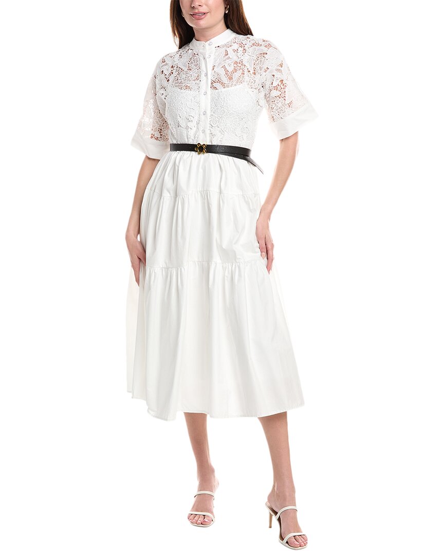 Gracia Button Front Buckle Belt Maxi Dress