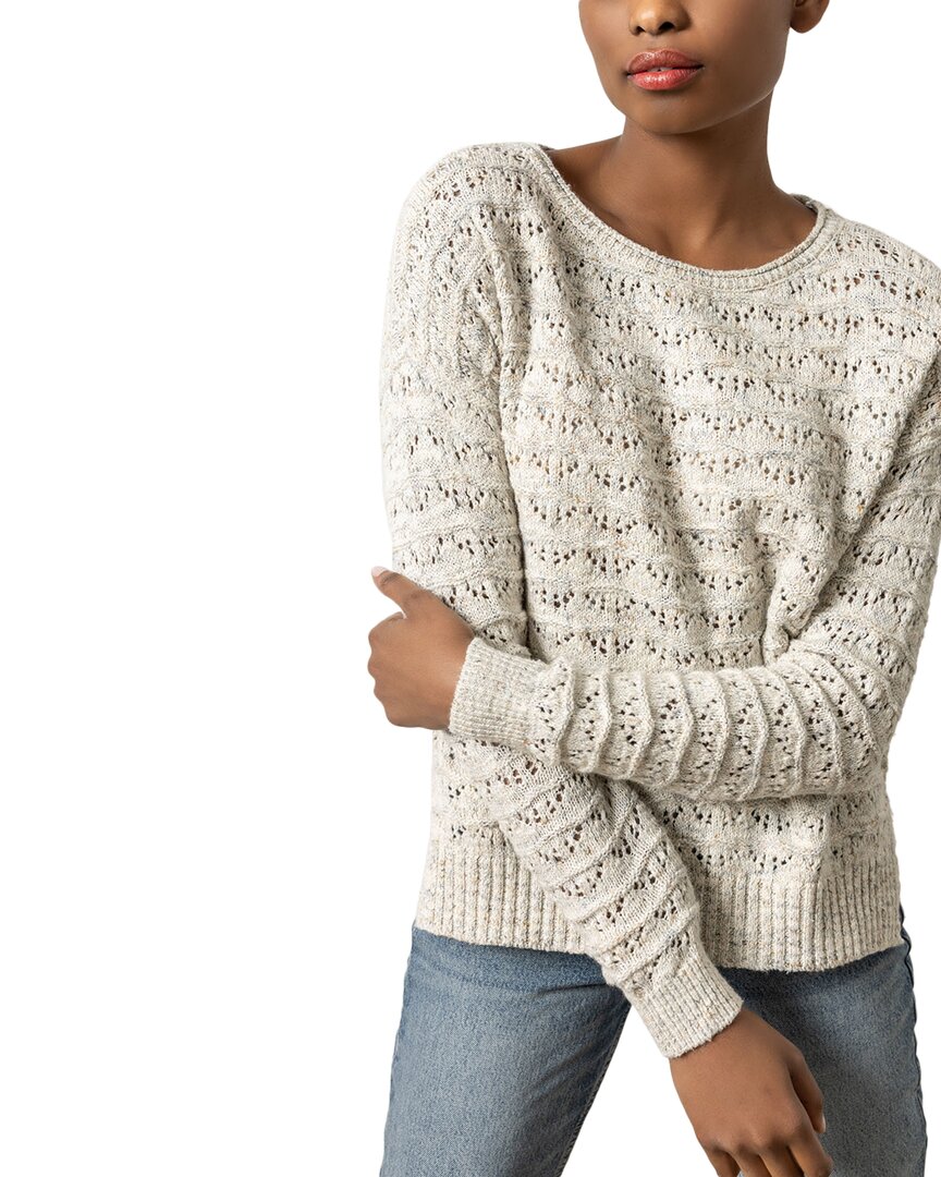 Lilla P Pointelle Boatneck Linen-blend S Sweater In Neutral