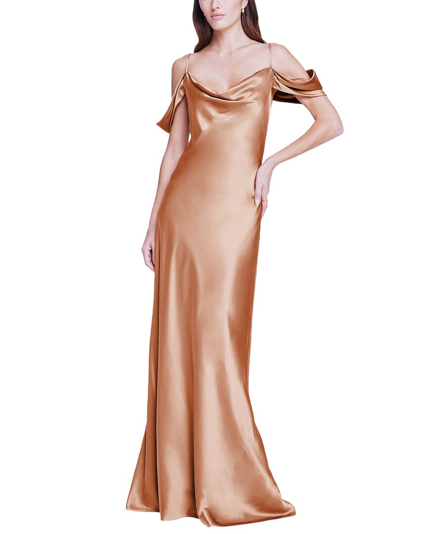 Shop L Agence L'agence Kenna Cold-shoulder Silk Dress