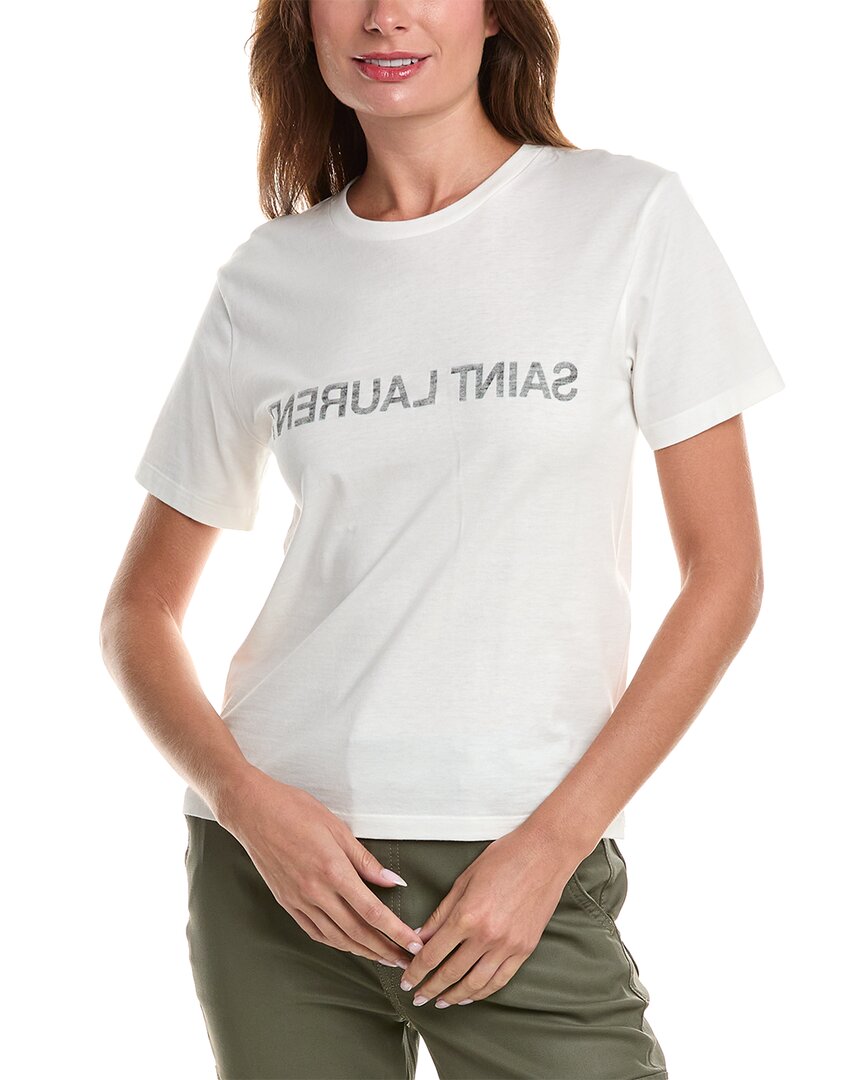 Saint Laurent Printed T-shirt In White