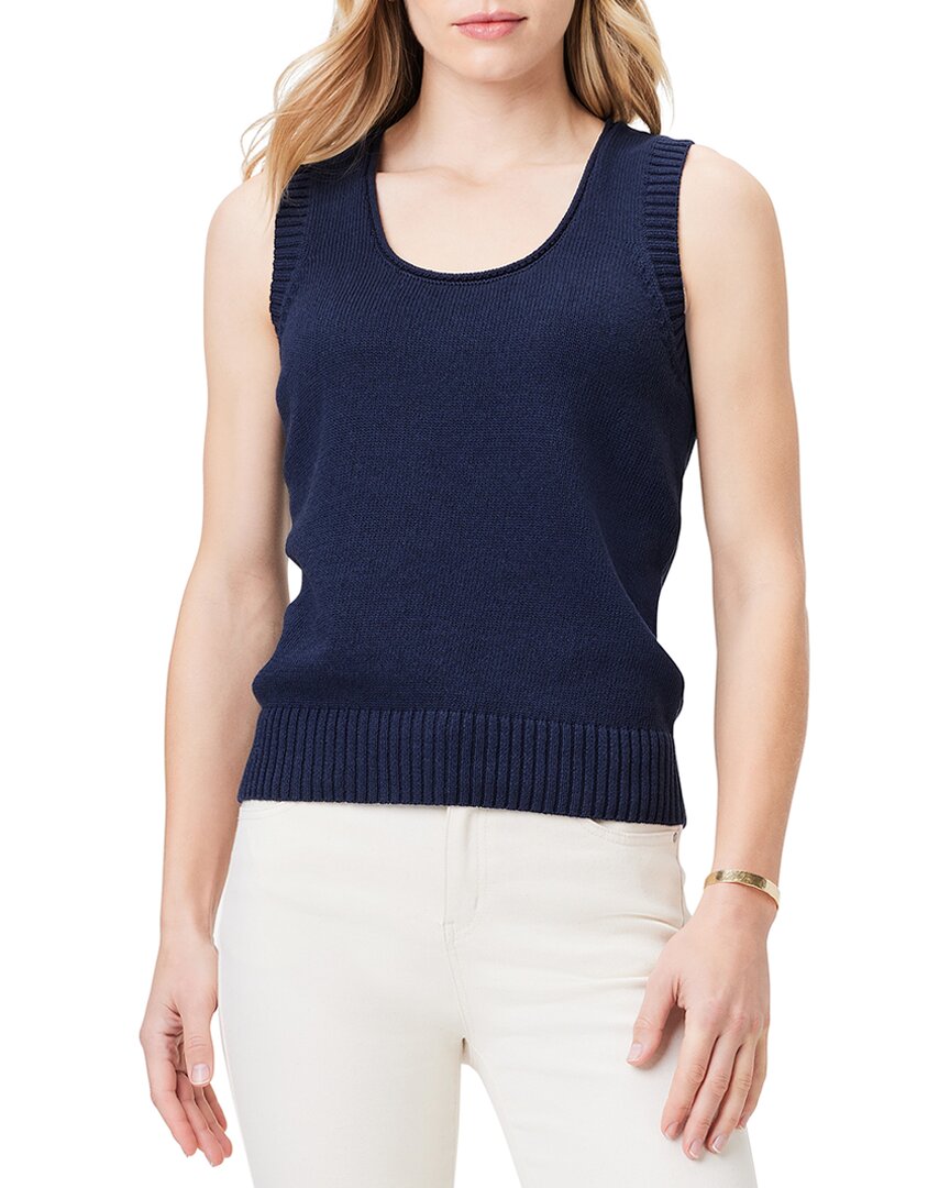 Nic + Zoe Scoop Neck Cotton Sweater Tank In Blue