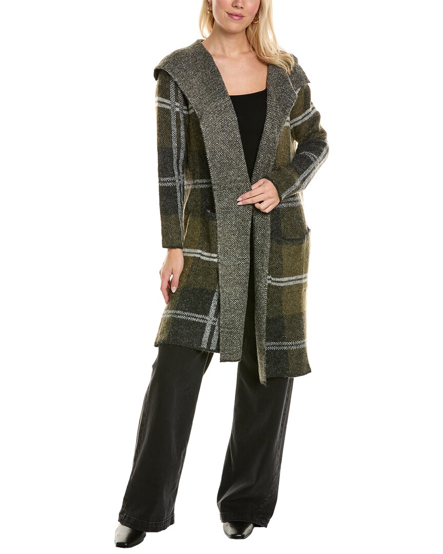 Joseph A Plaid Hooded Maxi Cardigan