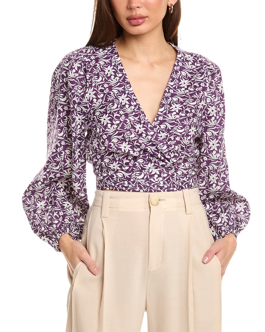 Maje Linen-blend Top In Purple