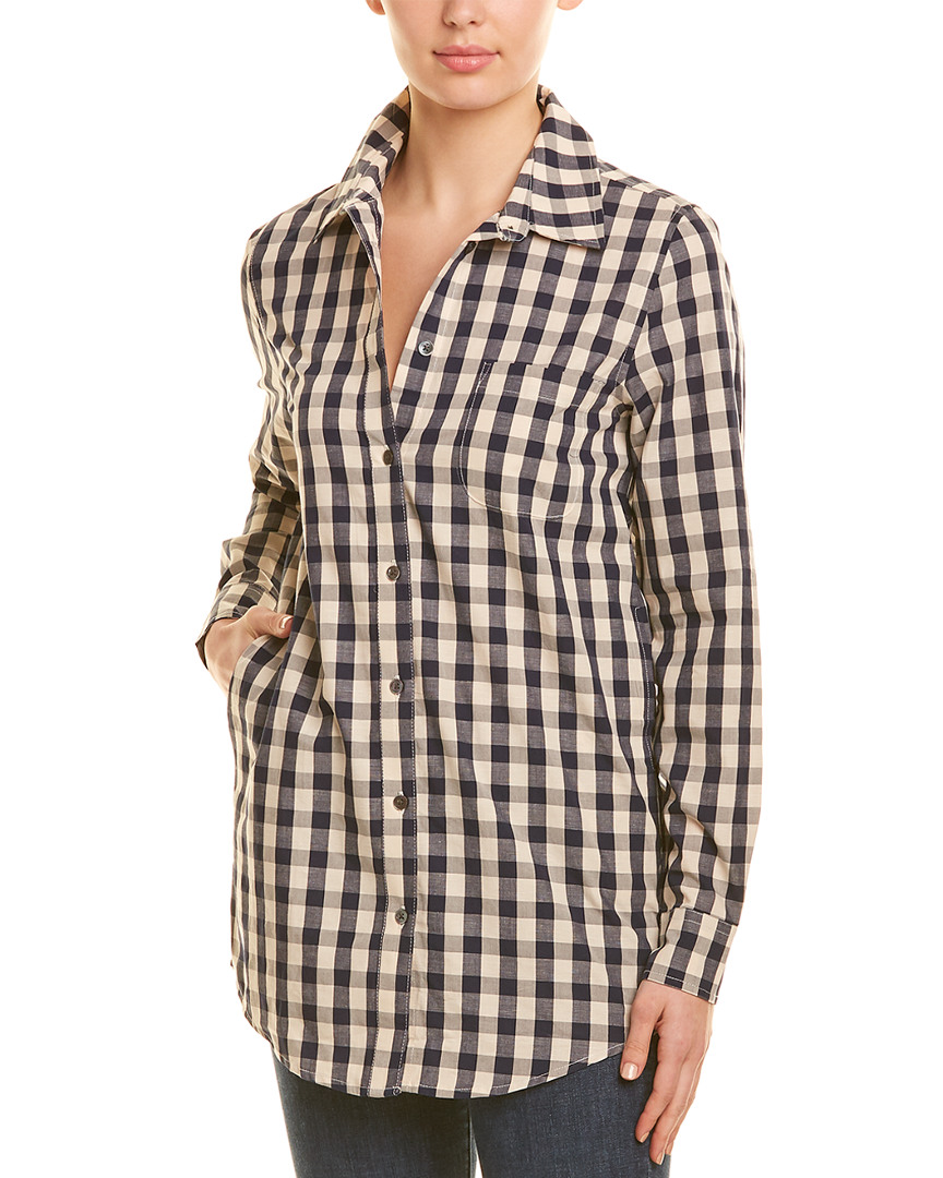 Solid & Striped Gingham LinenBlend Shirt Women's Xs eBay