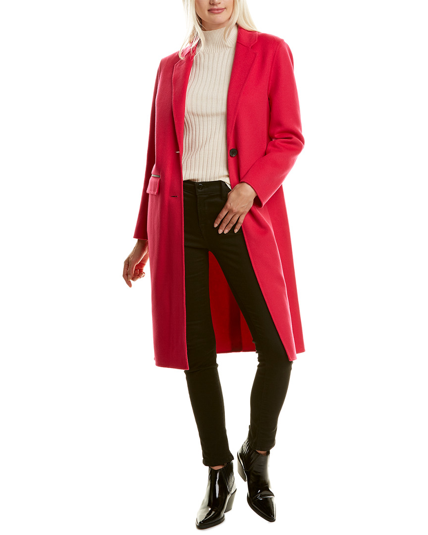 Image of Mackage Hens-R Long Leather-Trim Wool Coat
