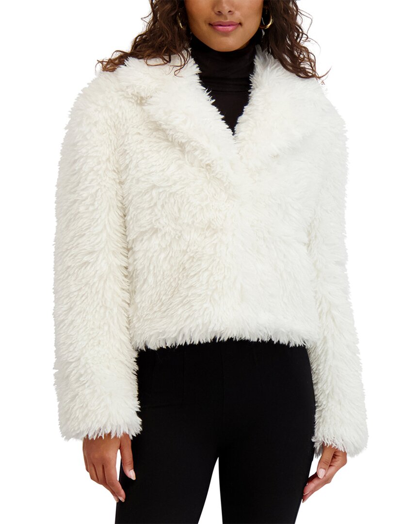Kensie Mongolian Faux Fur Jacket In White