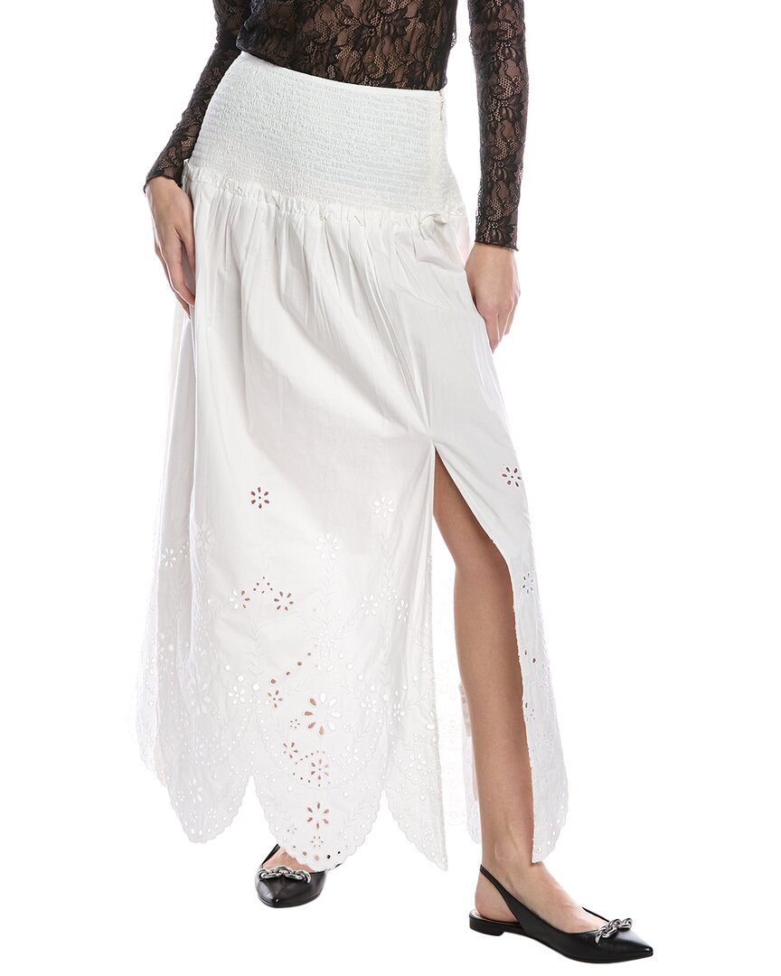 Allsaints Alex Cotton Eyelet Scalloped Maxi Skirt In White