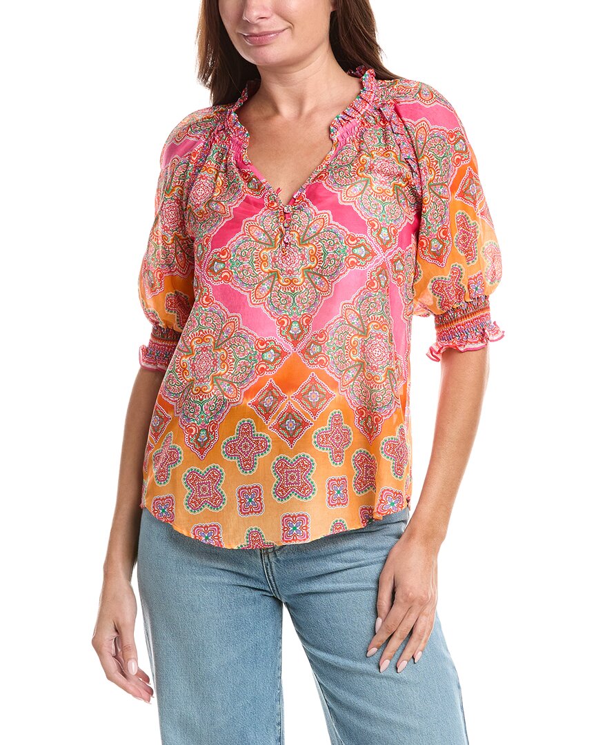 Hale Bob Silk-blend Eileen Blouse In Pink