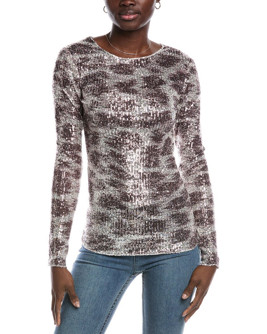 Free People Gold Rush Sequin Top In White