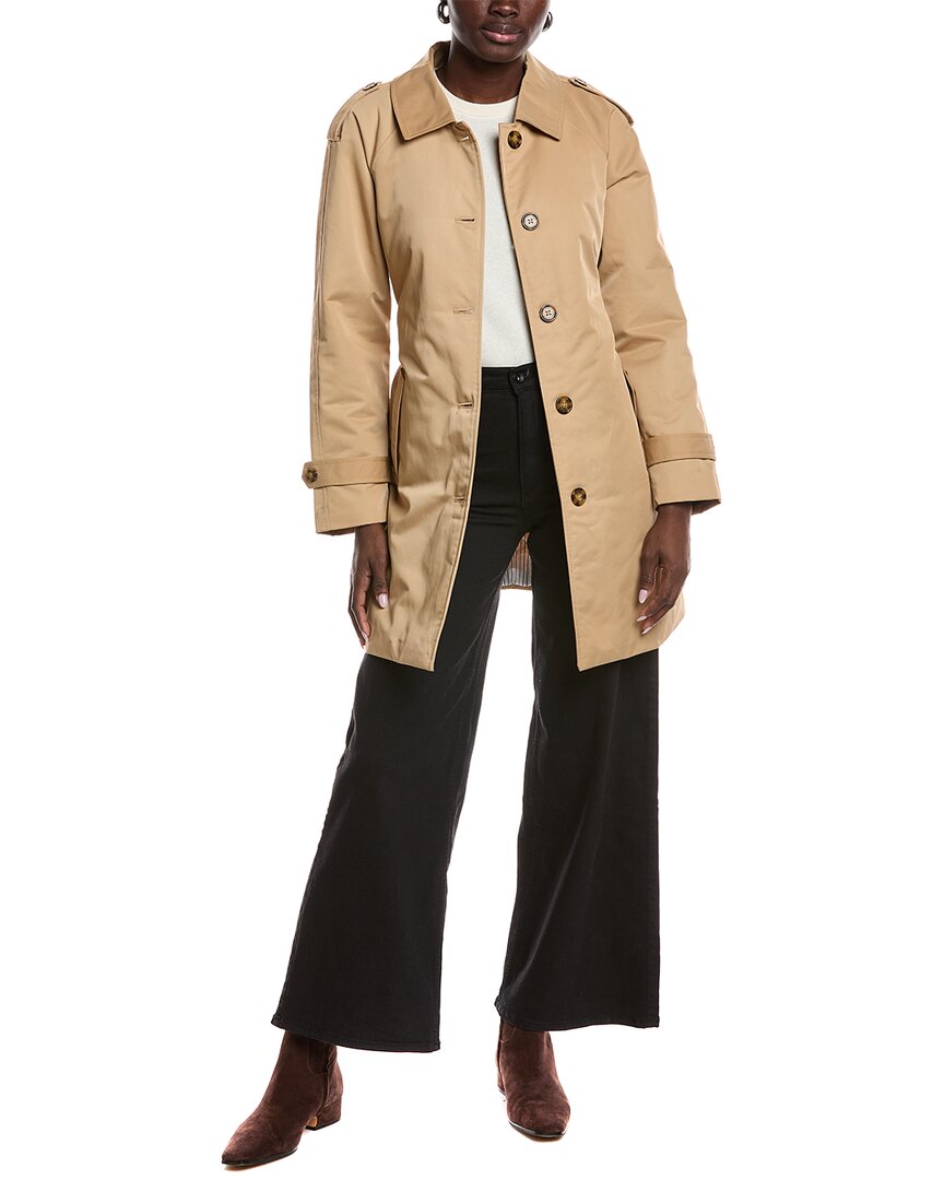Ellen Tracy Quilted Classic Trench Coat In Brown