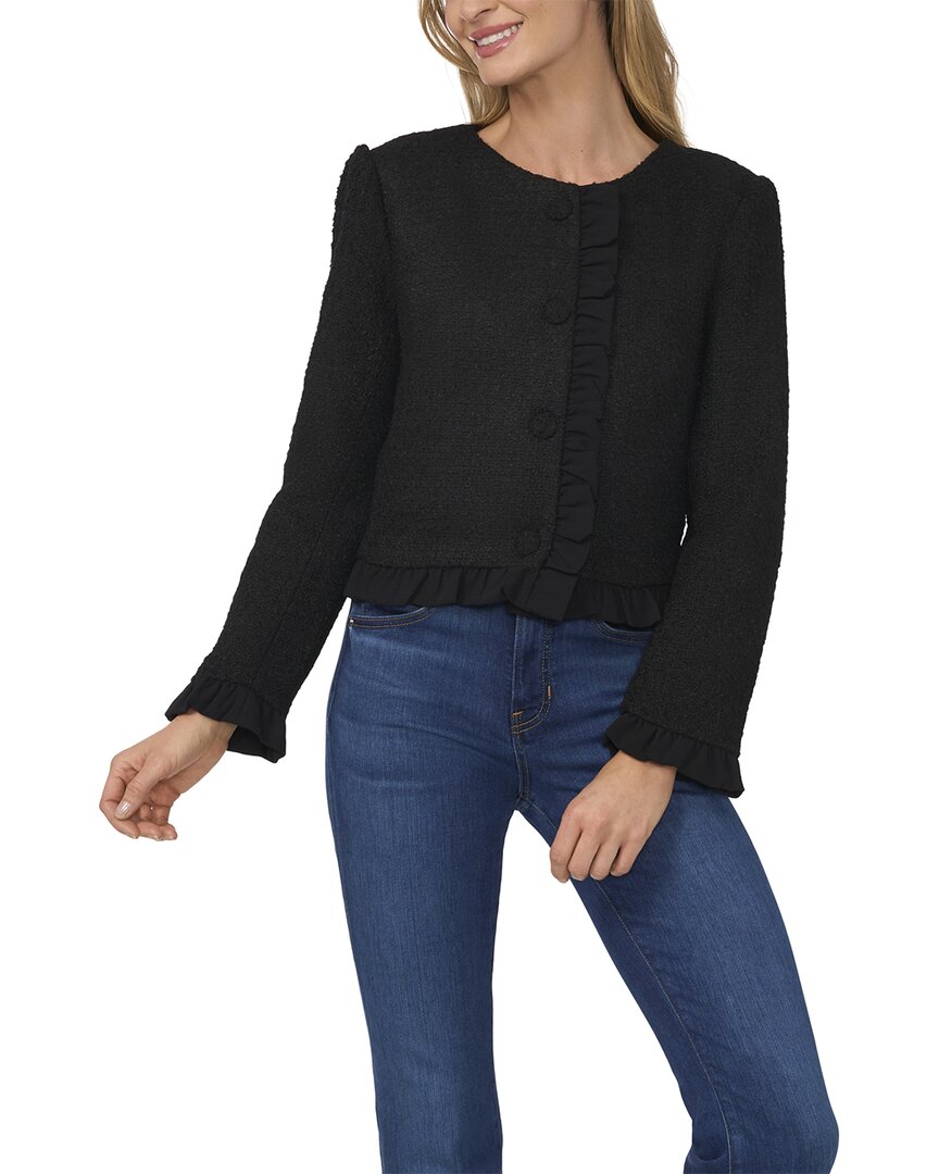 Cece Ruffle Trim Tweed Jacket