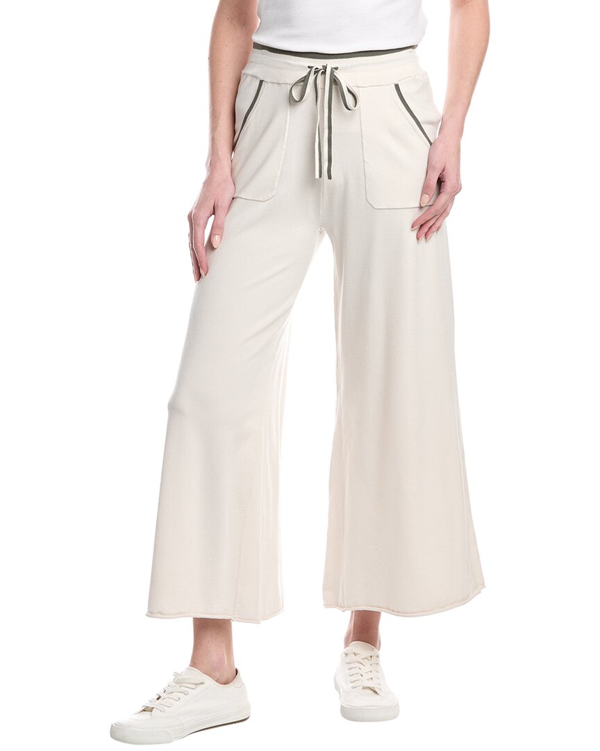 Splendid Veronica Crop Wide Leg Sweater Knit Pants In White