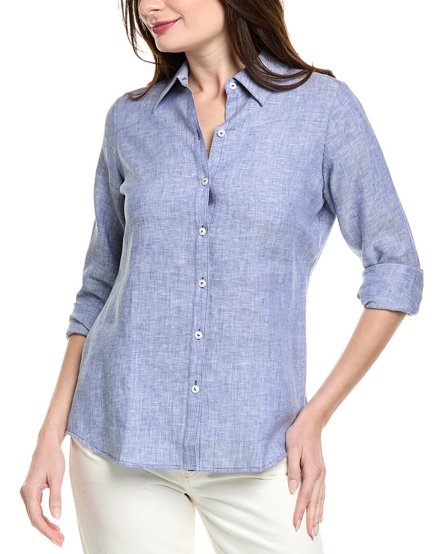 Foxcroft Jordan Linen Shirt In Blue