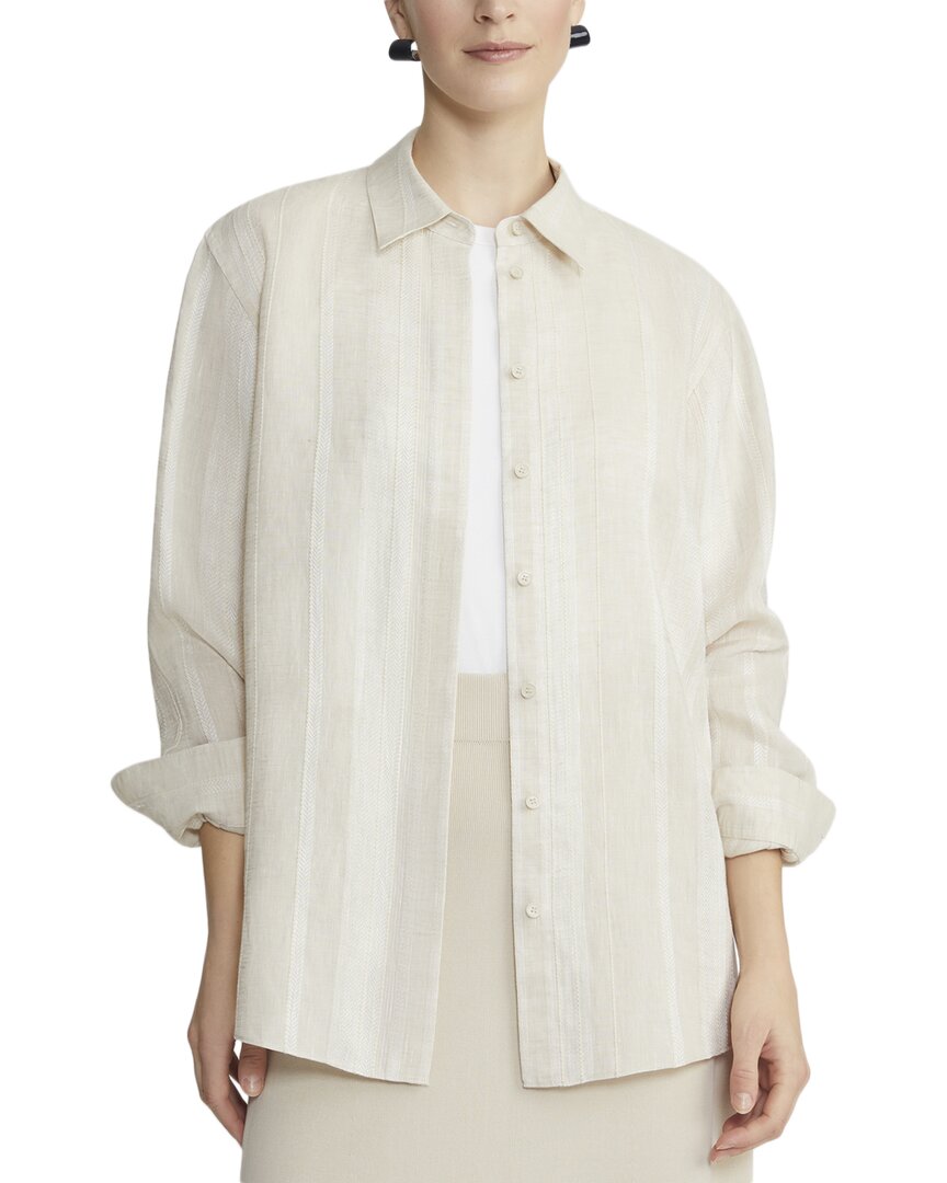 Lafayette 148 Boyfriend Oversized Shirt In Pebble