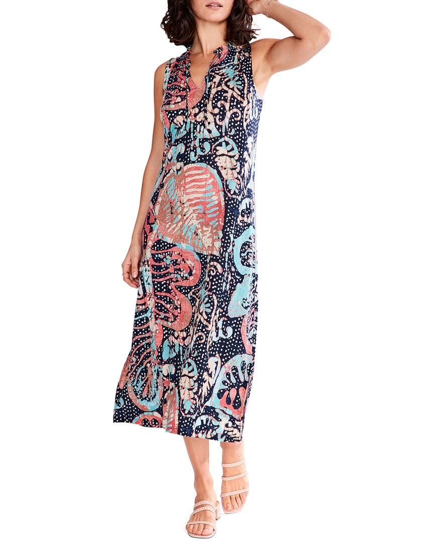 Nic + Zoe Batik Stamp Linen Blend Midi Dress