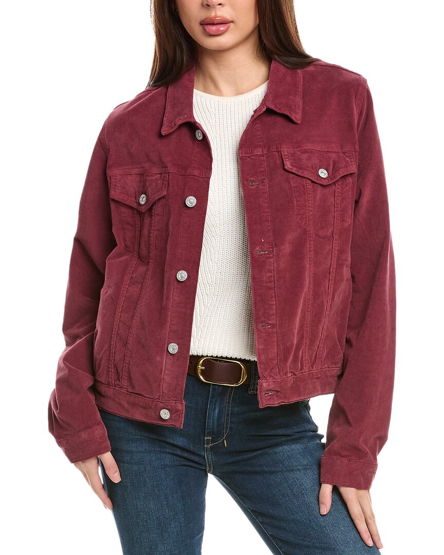 7 For All Mankind Classic Corduroy Cropped Trucker Jacket In Red