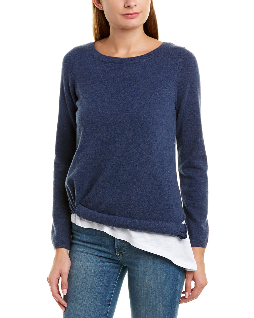 525 America Layered Asymmetrical Cashmere Sweater Women's Blue Xs | eBay