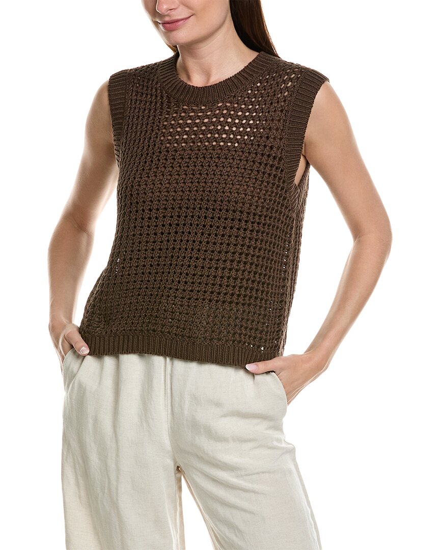 Theory Crewneck Vest In Brown