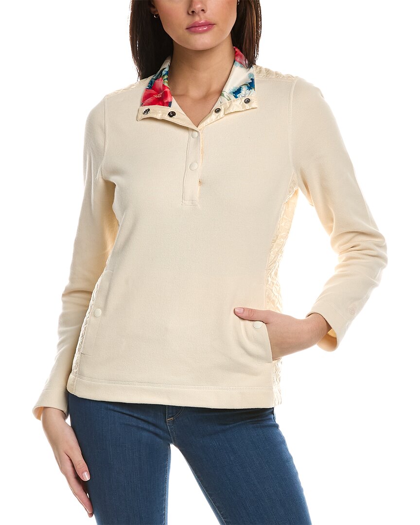 Tommy Bahama Aruba Quilted Half-snap Sweatshirt In White