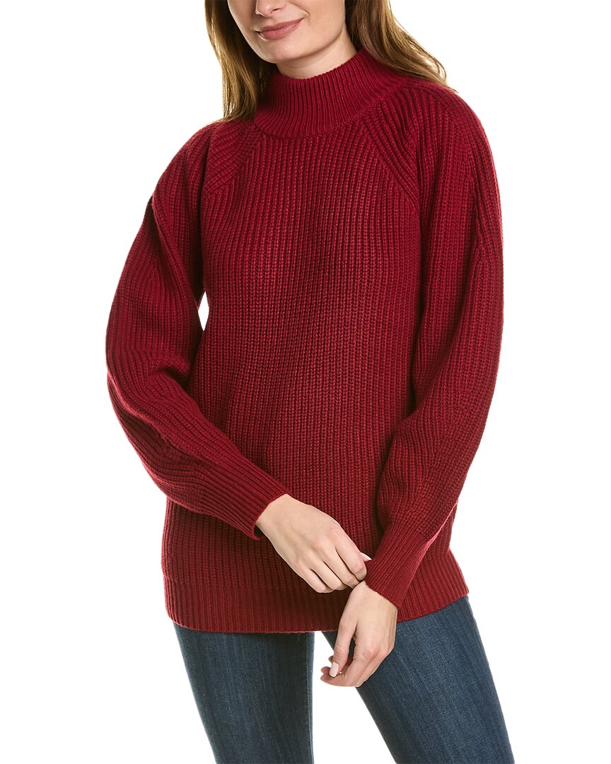 Shop Bcbgmaxazria Oversized Turtleneck Wool-blend Sweater In Red