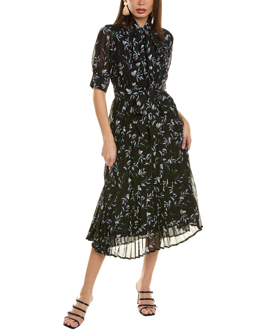 Gracia Scarf Neck Midi Dress In Black