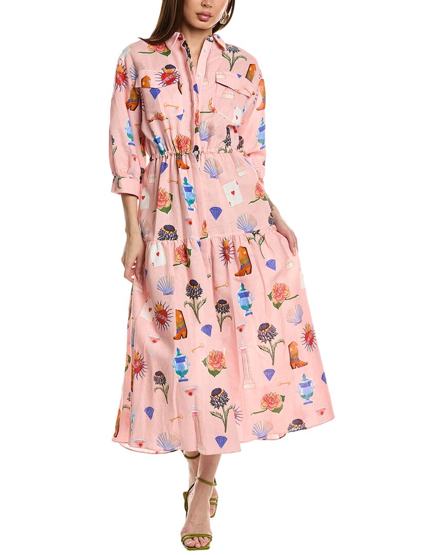 Borgo De Nor Uma Linin-blend Shirtdress In Pink