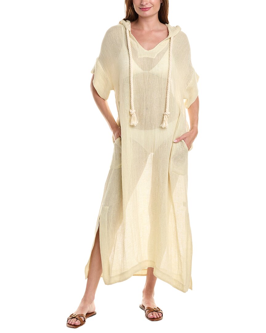 Lisa Marie Fernandez Hooded Linen-blend Caftan In Beige