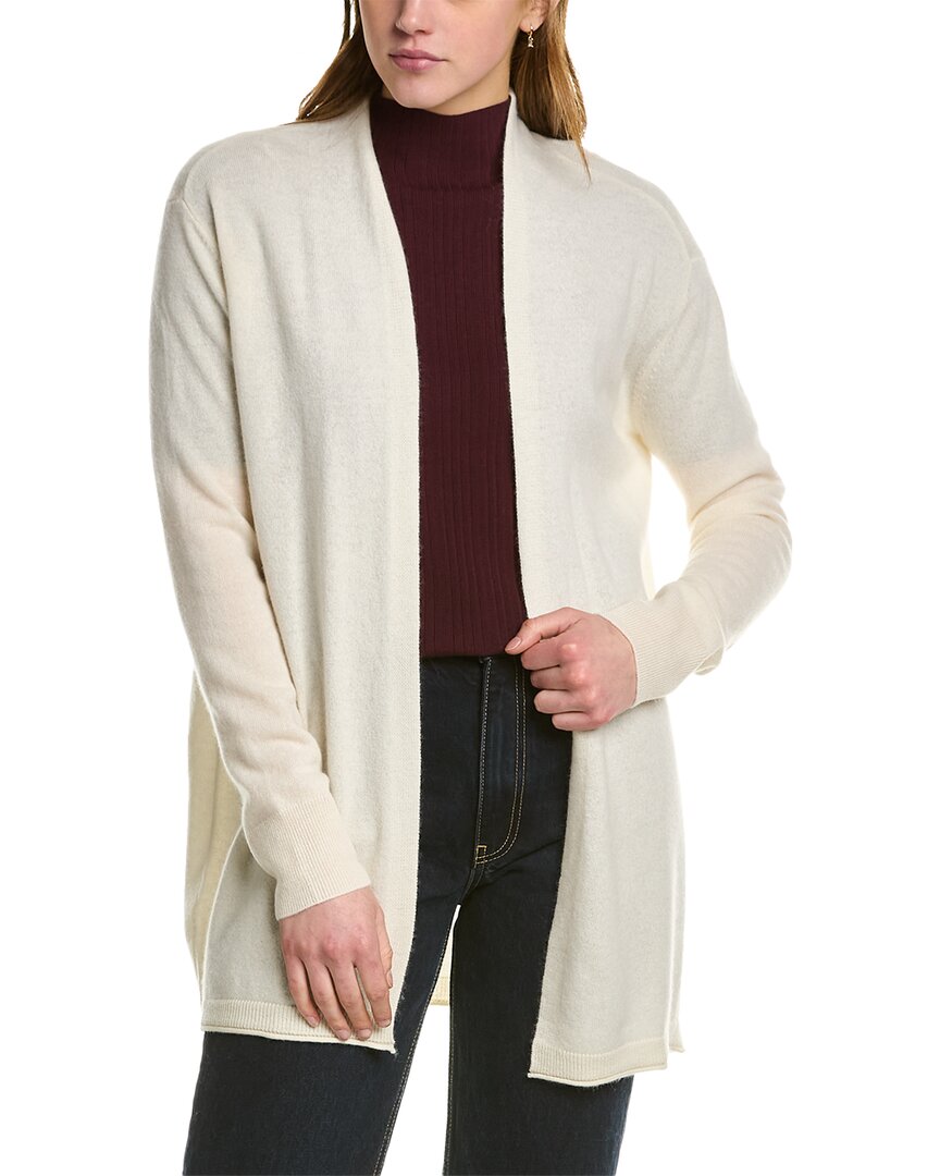 Shop Ainsley Basic Open Cashmere Cardigan In White