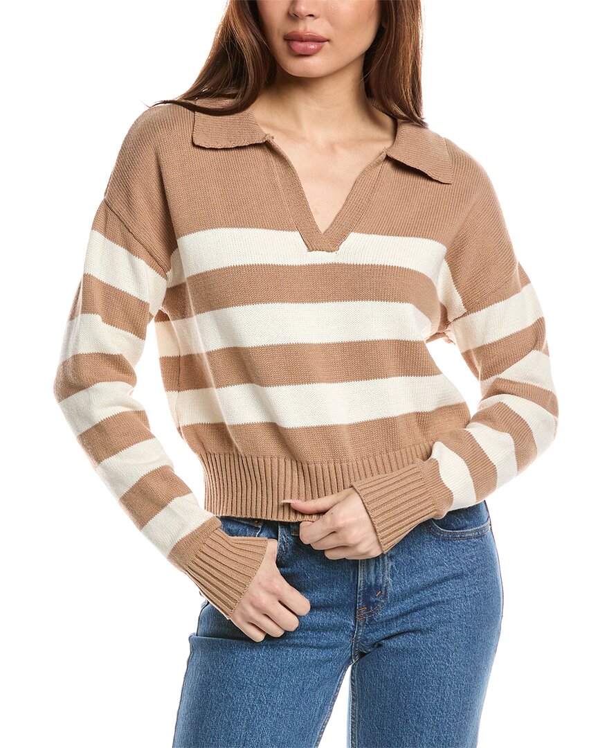 Madison Miles Polo Sweater In Brown