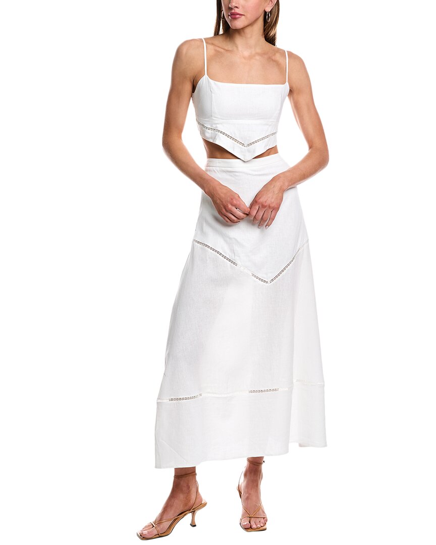 REVERIEE REVERIEE 2PC LINEN-BLEND TOP & SKIRT SET