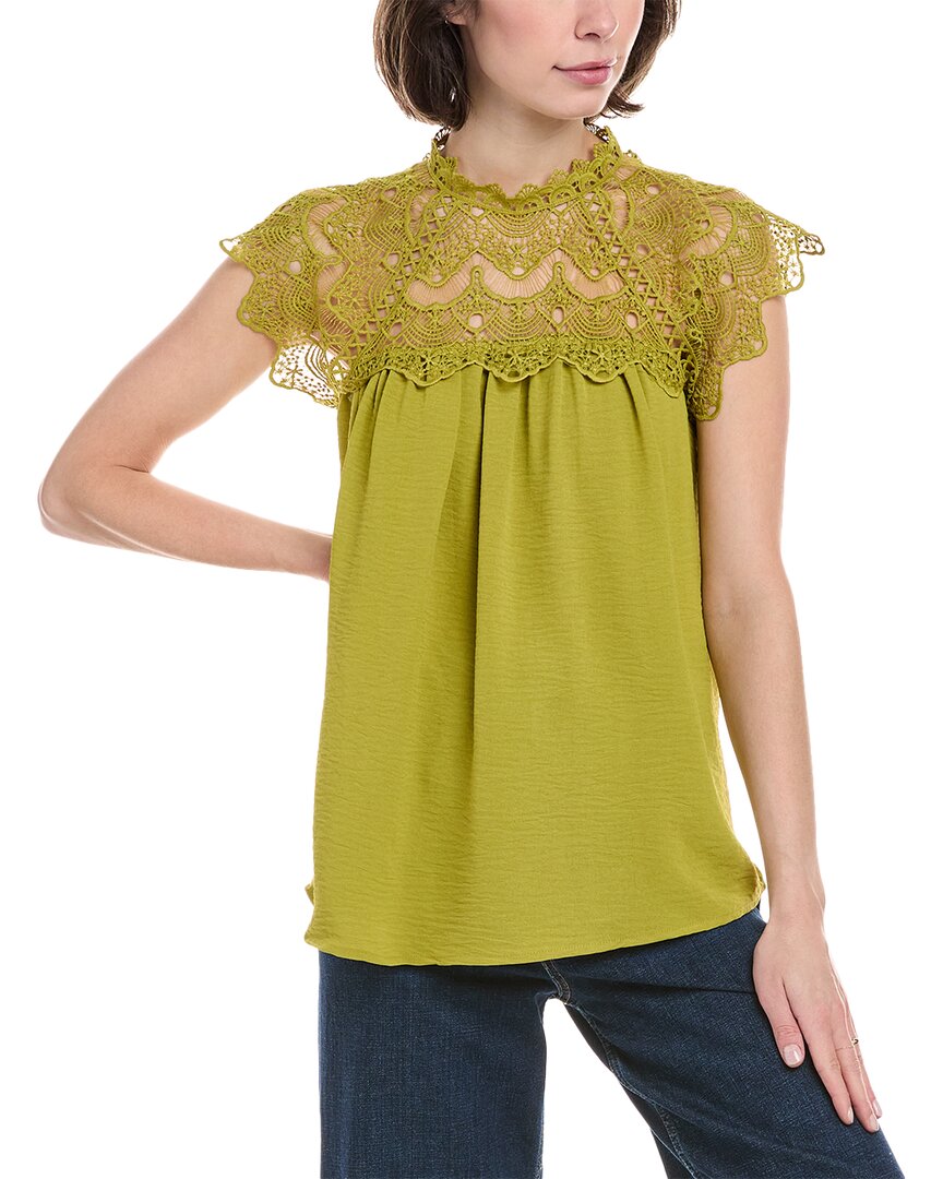Rain + Rose Rain Lace Yoke Blouse
