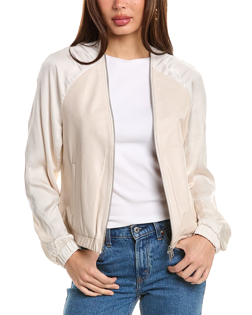 Shop Allsaints Helton Leather Bomber Jacket In White