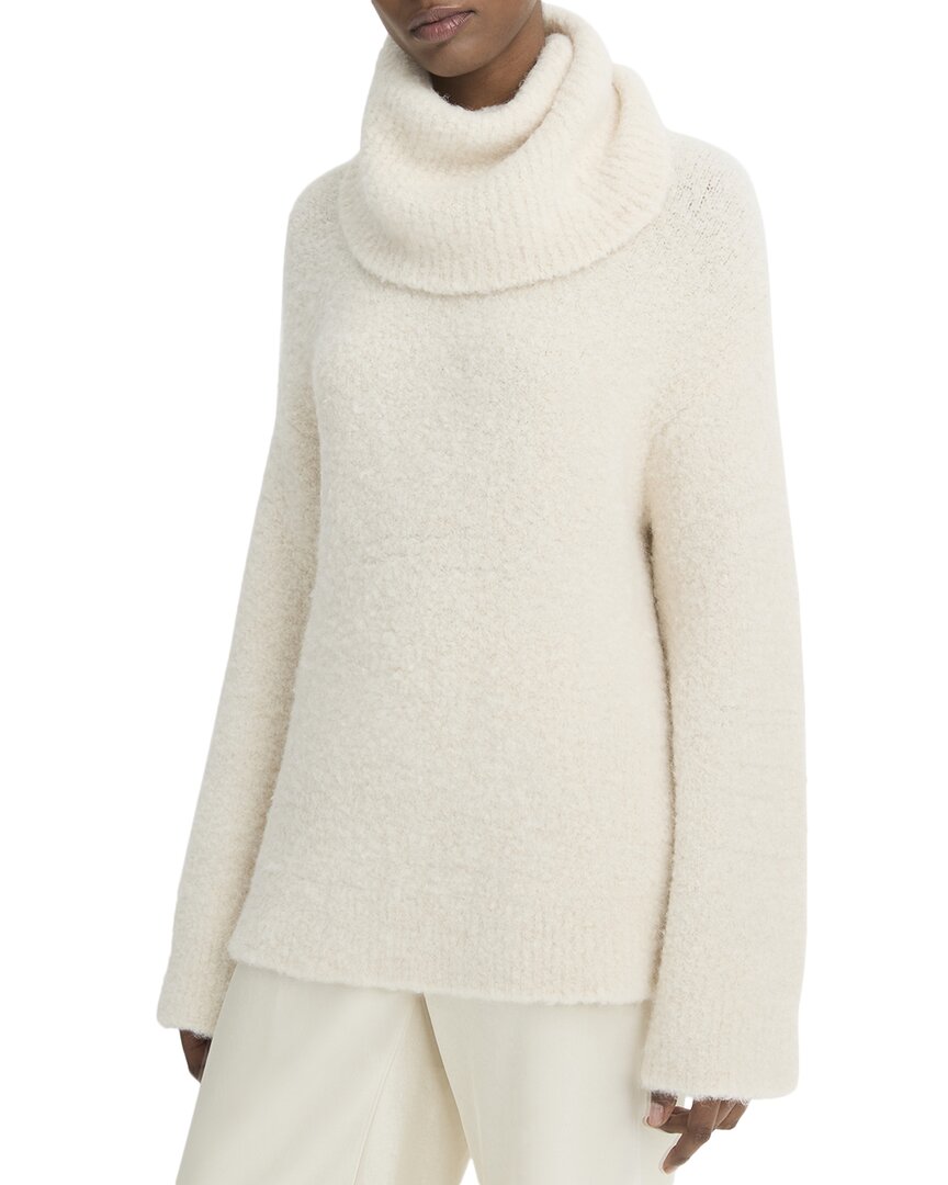 Vince Womens Oversized Alpaca Turtleneck Sweater In White