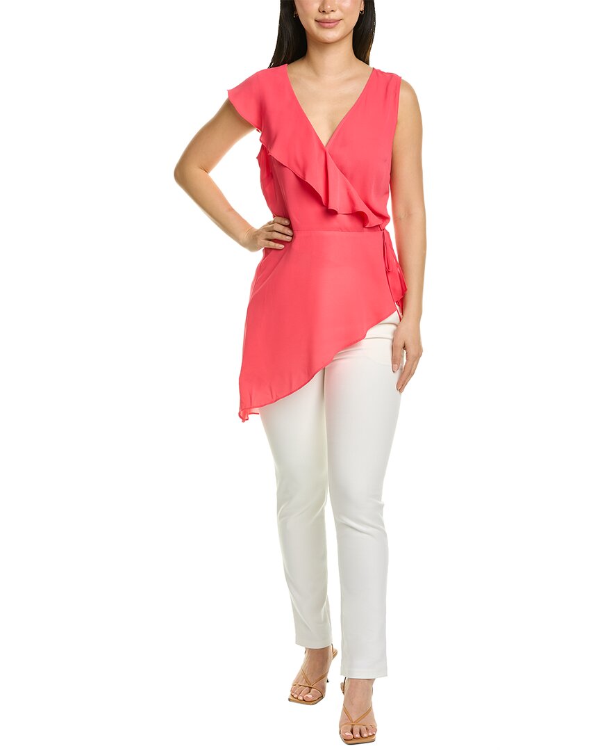 Bcbgmaxazria Asymmetric Ruffle Woven Wrap Top In Pink ModeSens