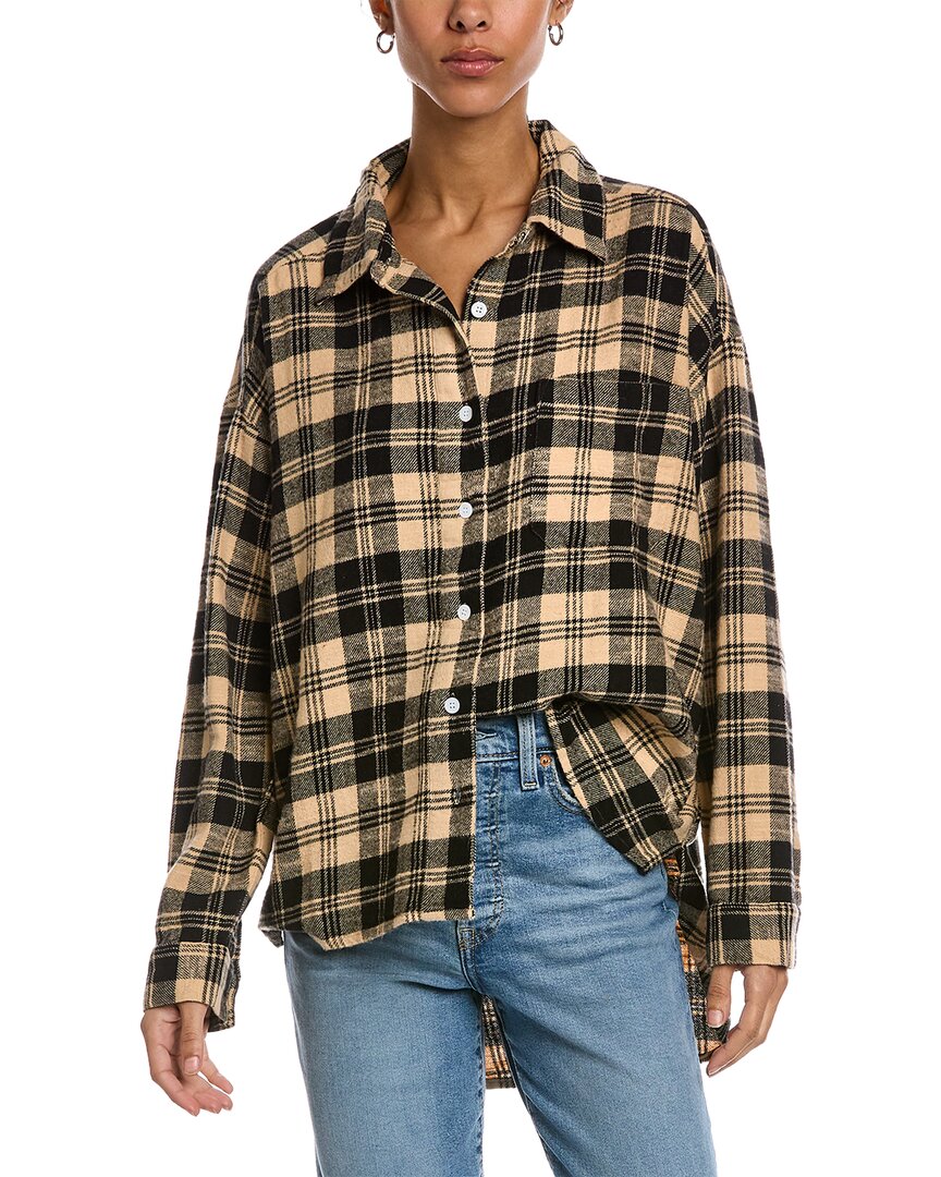 Chaser Flannel Long Sleeve Button Down Shirt In London Plaid In Beige