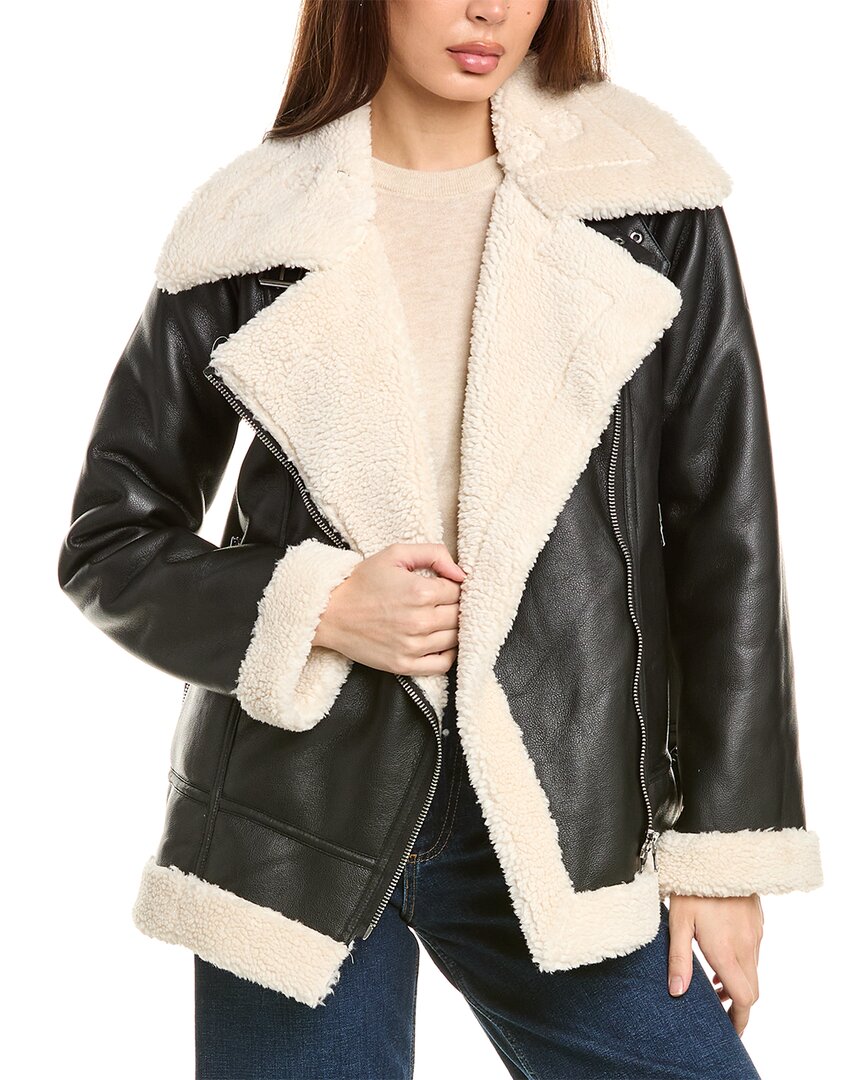 Vince Camuto Faux Shearling Jacket In Black