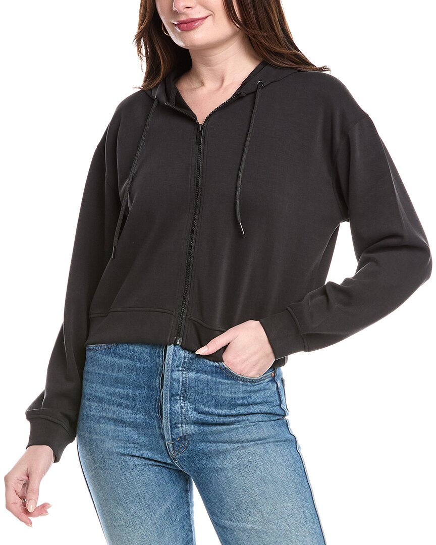 Splendid Waffle Scuba Zip Hoodie In Black