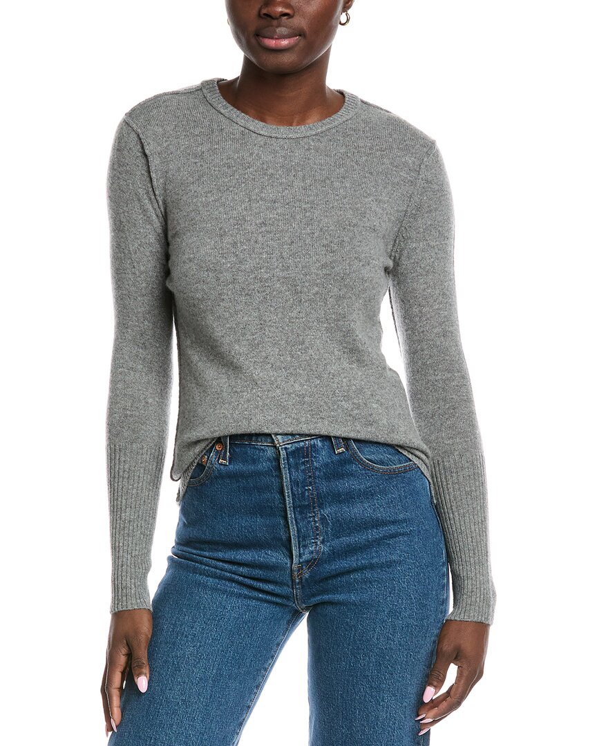 Autumn Cashmere Raw Edge Cashmere Sweater In Gray