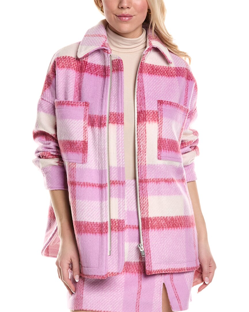 Shop Ena Pelly Ophelia Wool-blend Shacket In Pink
