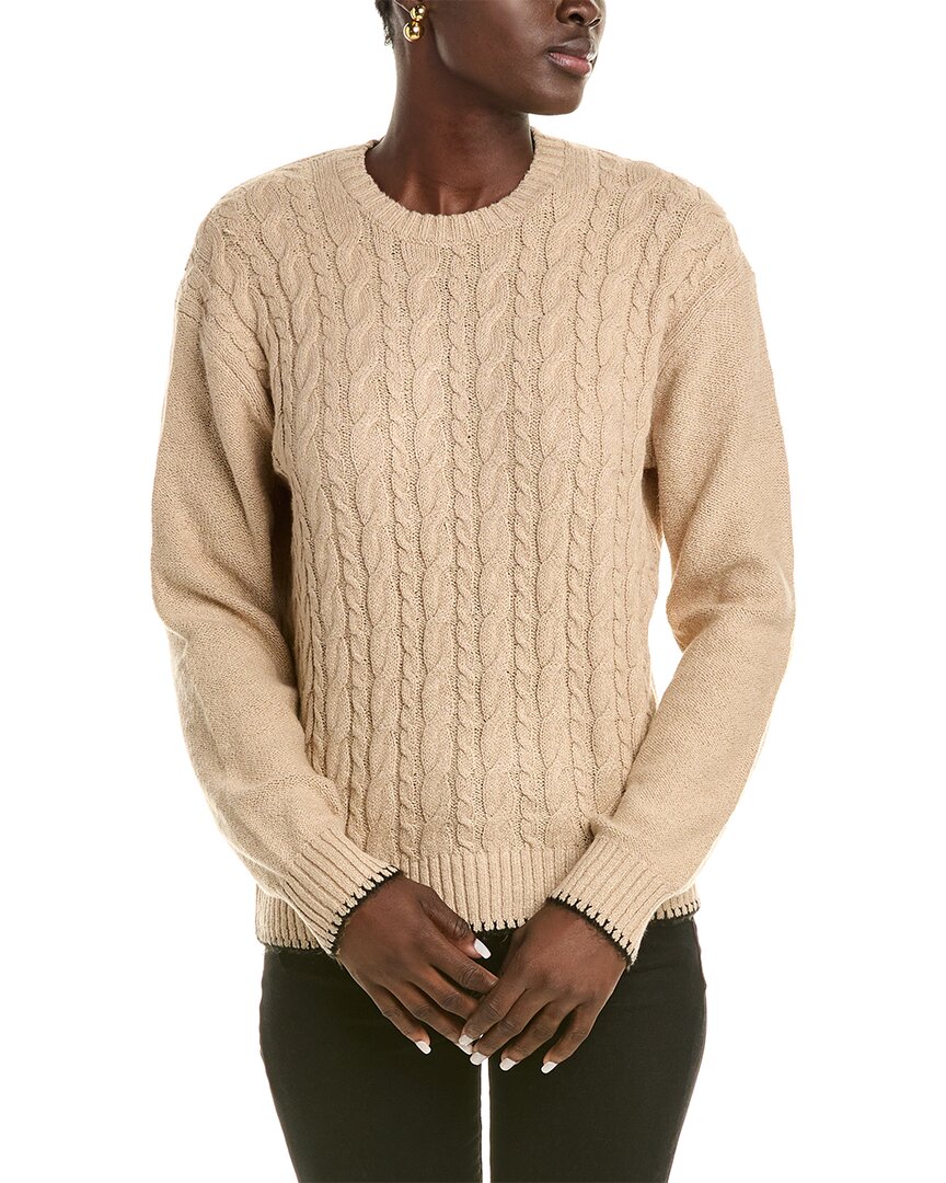 Atm Anthony Thomas Melillo Cotton Blend Cable Crew Neck Sweater In Brown