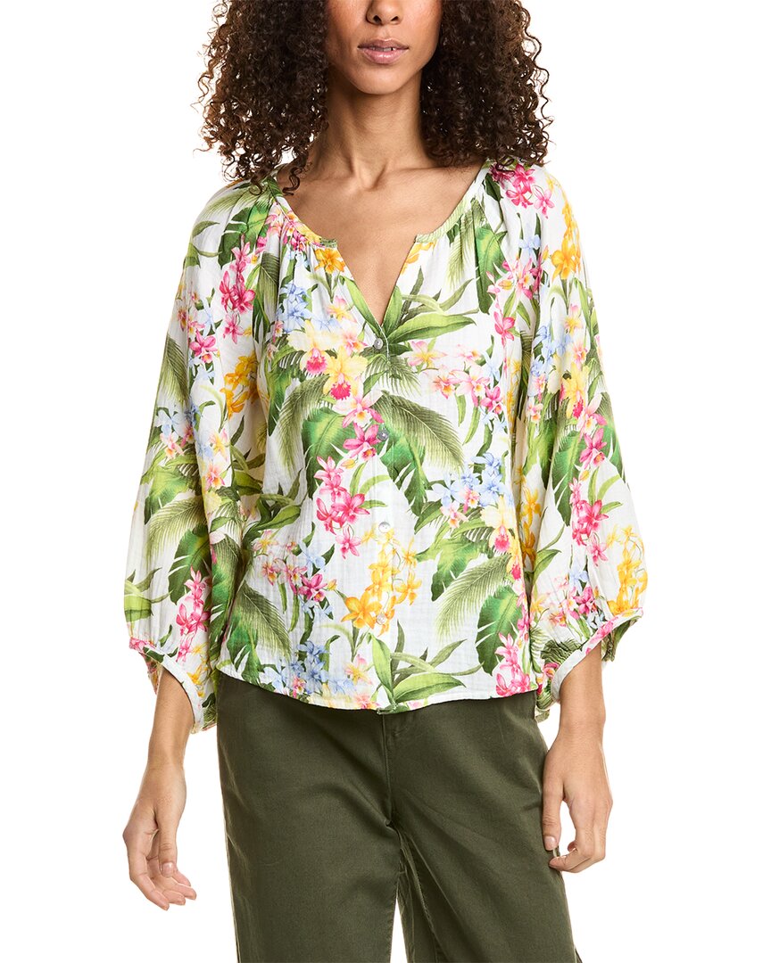 Tommy Bahama Breezy Blooms Peasant Top In White
