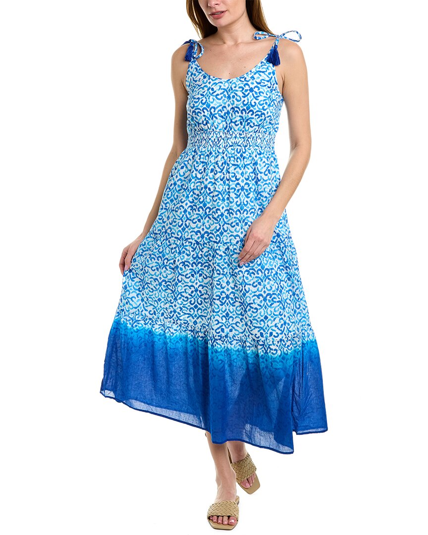 Tommy Bahama Scrolls Tiered Midi Dress In Blue | ModeSens